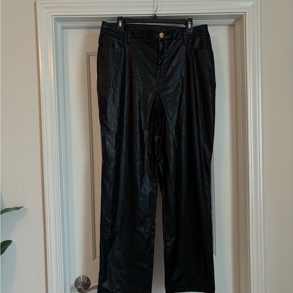 INC Black Faux Leather Pants